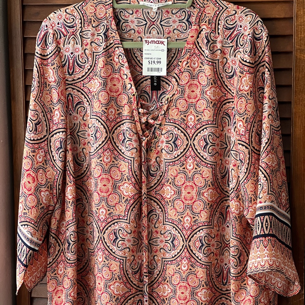 Violet & Claire Multicolor Paisley Top